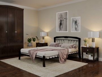 Кровать 2-спальная Муза 4 Лайт, 1600, черный/шоколад в Чите
