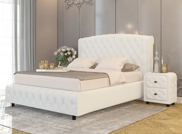 Двуспальная кровать Salvatore Grand 200x200, Экокожа (Белый) в Чите