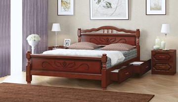 Кровать с выкатными ящиками Карина-5 (Орех) 140х200 в Чите