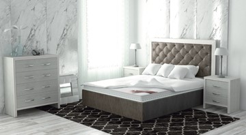 Кровать с механизмом двуспальная Сарма Манхэттен 160х200 (с коробом), высота спинки - 140 см в Чите