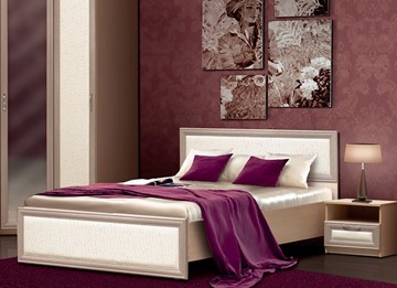 Кровать в спальню Камелия, 1600, шимо светлый/белый кожзам в Чите
