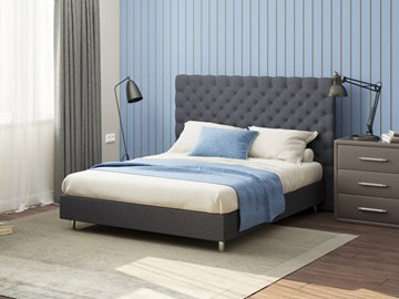 Спальная кровать Proson Paris Boxspring Standart 200х200, Рогожка (Savana Grey (серый)) в Чите