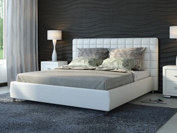 Двуспальная кровать Corso-3 160х200, Экокожа (Белый) в Чите