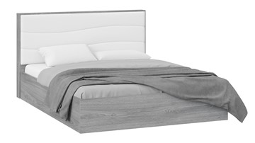 Двуспальная кровать с механизмом ТриЯ Миранда тип 1 (Дуб Гамильтон/Белый глянец) в Чите