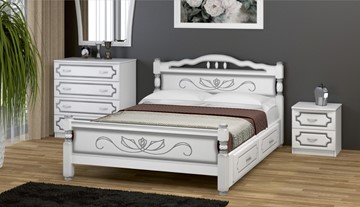 Кровать с выкатными ящиками Карина-5 (Белый Жемчуг) 160х200 в Чите