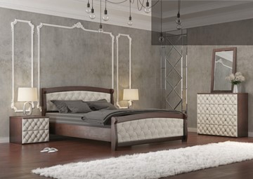 Спальная кровать СВ-Стиль Магнат 160*200 с основанием, мягкие спинки в Чите
