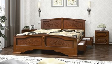 Кровать с выкатными ящиками Елена (Орех) 140х200 в Чите