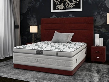 Кровать в спальню Modern Compact/Ваsement 160х200, Микровелюр (Manhattan Гранатовый) в Чите