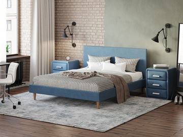 Спальная кровать Proson Claro 160х200, Рогожка (Тетра Голубой) в Чите
