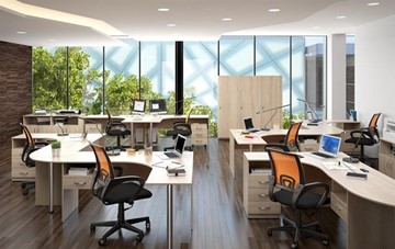 Офисный набор мебели SIMPLE с эргономичными столами, тумбами, шкафами в Чите