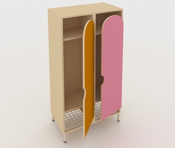 Детский 2-дверный шкаф ШГС2 Беж + Розовый+Оражневый в Чите
