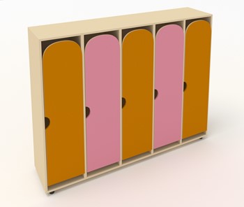 Детский распашной шкаф ШГ5У Беж+Оранжевый+Розовый в Чите
