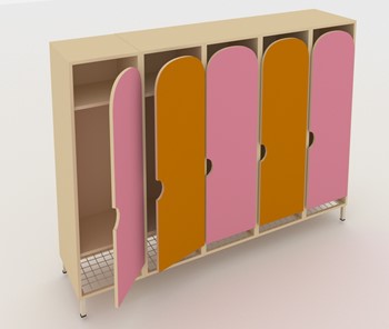Шкаф детский ШГС5 Беж +Оранжевый + Розовый в Чите