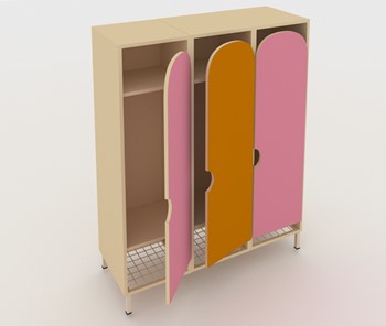 Детский распашной шкаф ШГС3 Беж + Розовый + Оранжевый в Чите