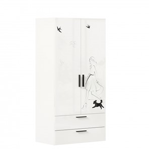 Двухстворчатый шкаф комбинированный Джоли ЛД 535.040, Серый шелк в Чите