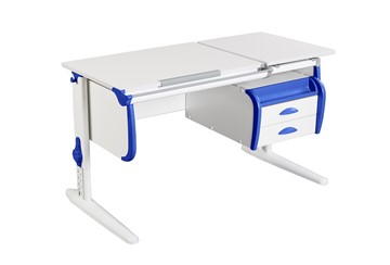 Детский стол-трансформер 1/75-40 (СУТ.25) + Tumba 3  белый/белый/Синий в Чите