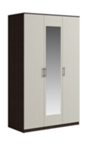 Шкаф 3 двери Genesis Светлана, с зеркалом, венге/дуб молочный в Чите