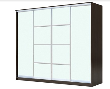 Шкаф 4-х дверный ХИТ 23-24/2-8888, с матовым стеклом, разделительные планки х2, Венге в Чите
