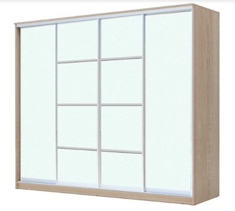 Шкаф 4-х дверный ХИТ 23-4-24/2-8888, с матовым стеклом, разделительные планки х2, Дуб сонома в Чите