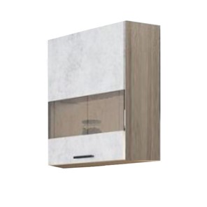 Шкаф кухонный со стеклом Модус, Ш500с/720, цемент светлый в Чите