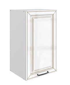 Кухонный шкаф Атланта L400 Н720 (1 дв. гл.) эмаль (белый/белый глянец патина золото) в Чите