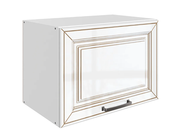 Кухонный шкаф Атланта L500 Н360 (1 дв. гл.) эмаль (белый/белый глянец патина золото) в Чите