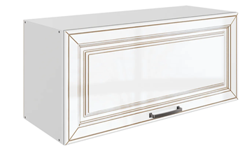 Кухонный шкаф Атланта L800 Н360 (1 дв. гл.) эмаль (белый/белый глянец патина золото) в Чите