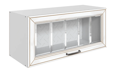 Кухонный навесной шкаф Атланта L800 Н360 (1 дв. рам.) эмаль (белый/белый глянец патина золото) в Чите