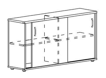 Шкаф-купе низкий Albero, для 2-х столов 60 (124,4х36,4х75,6) в Чите