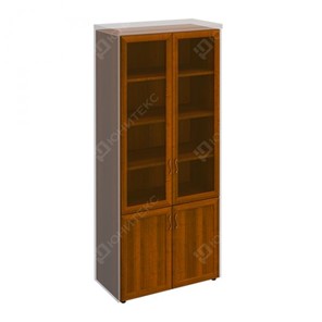 Шкаф для документов со стеклянными дверьми в рамке Мастер, темный орех (90х45х208) МТ 379 в Чите
