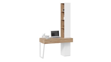 Стол с ящиками со шкафом комбинированным Порто СМ-393.15.012 (Белый жемчуг/Яблоня беллуно/Белый софт) в Чите