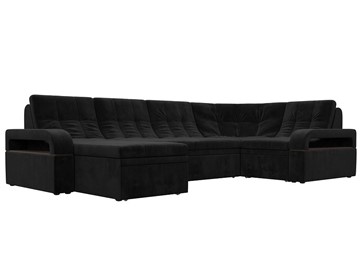 П-образный диван Лига-035, Черный (велюр) в Чите