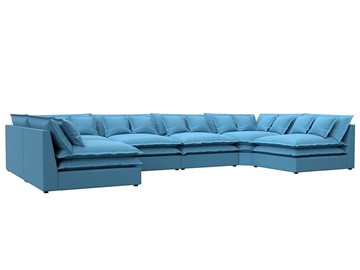 Большой П-образный диван Лига-040, Амур голубой (рогожка) в Чите
