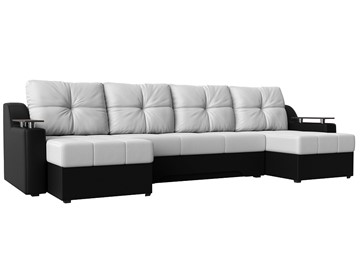 П-образный диван Сенатор, Белый/Черный (Экокожа) боннель в Чите