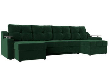 Большой П-образный диван Сенатор, Зеленый (Велюр) боннель в Чите