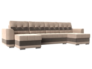 П-образный диван Честер, Бежевый/коричневый (велюр) в Чите