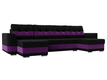 П-образный диван Честер, Черный/фиолетовый (вельвет) в Чите