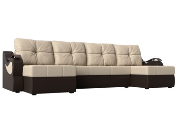 П-образный диван Меркурий П, Бежевый/коричневый (экокожа) в Чите
