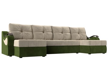 П-образный диван Меркурий П, Бежевый/зеленый (вельвет) в Чите