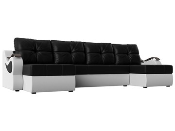 П-образный диван Меркурий П, Черный/белый (экокожа) в Чите