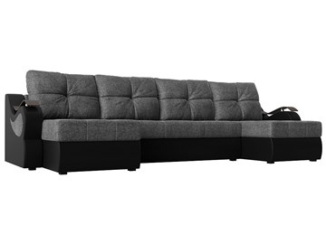 П-образный диван Меркурий П, Серый/черный (рогожка/экокожа) в Чите