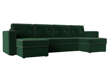 П-образный диван Принстон, Зеленый\Коричневый (Велюр) боннель в Чите