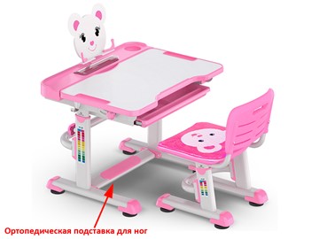 Растущая парта + стул Mealux EVO BD-04 Teddy New XL, WP, розовая в Чите
