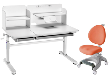 Комплект парта + кресло Iris II Grey + Cielo Orange + чехол для кресла в подарок в Чите