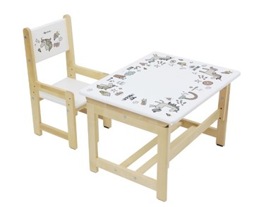 Комплект детской мебели POLINI KIDS ECO 400 SM, ЕДИНОРОГ, 68Х55 СМ, БЕЛЫЙ-НАТУРАЛЬНЫЙ в Чите