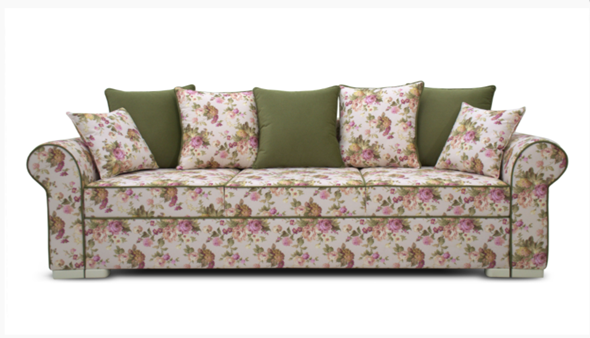 Прямой диван Ameli (Arcadia rose+shaggy green+glance bone) в Чите - изображение