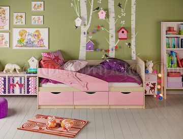 Кровать в детскую Дельфин, Розовый глянец 80х180 в Чите