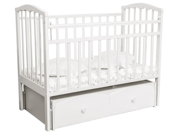 Детская кроватка Золушка 7, 60х120, массив березы, цвет белый в Чите - изображение