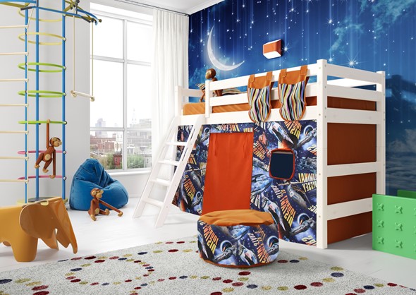 Кровать-чердак в детскую Соня, Вариант 6 Белый в Чите - изображение