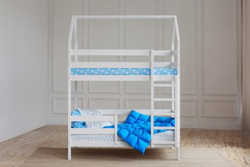 Детская двухъярусная кровать Домик, цвет белый в Чите